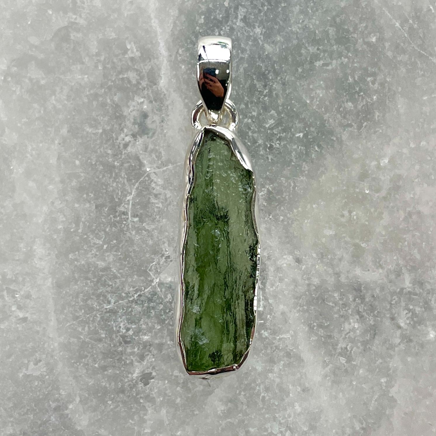 Moldavite - Silver Pendant Large - M34 Moldavite - Silver Pendant Large - M34